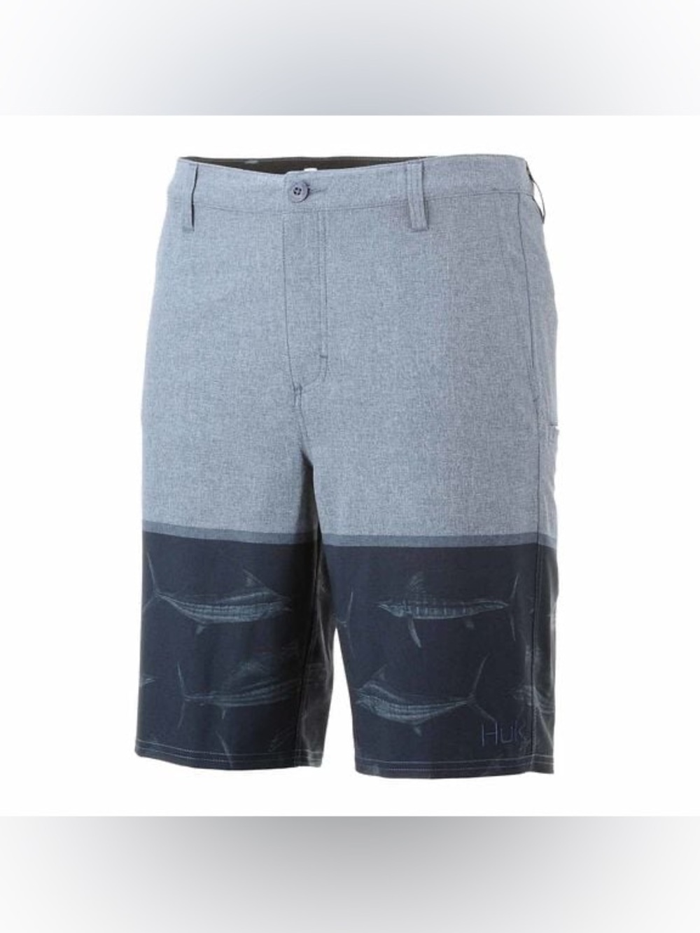 Huk Fishing Hybrid Walkshorts Chino Gray Fish Print Size 38